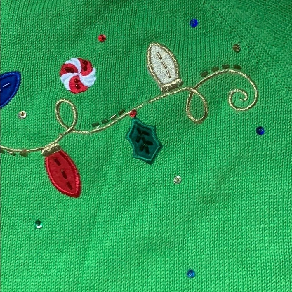 Tiara International Christmas reindeer sweater Green Size Medium